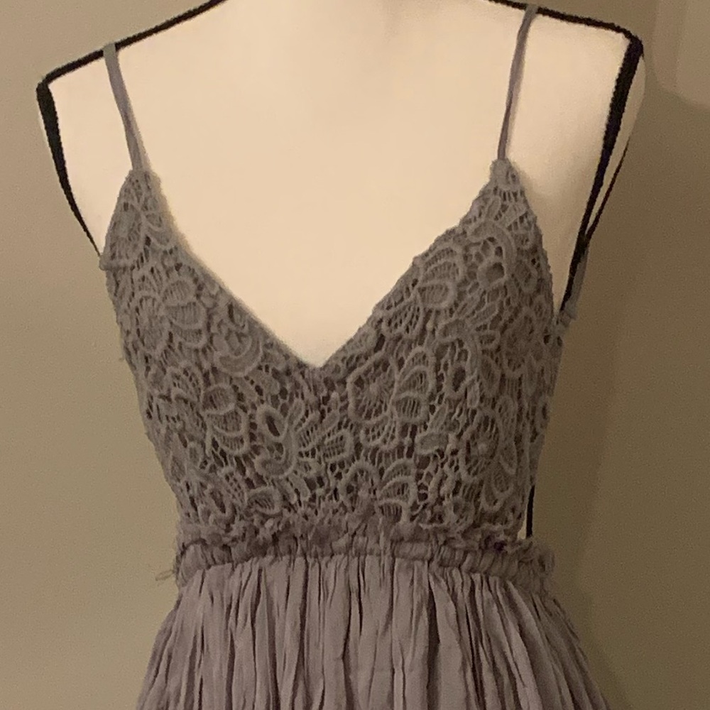 Fashion Nova Sage Green Maxi Dress with Lace Trim